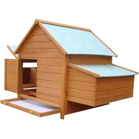 EASYCOMFORT Gabbia per Galline in Legno con Tetto Impermeabile, Pollaio Prefabbricato da Esterno, 160x98.5x107cm