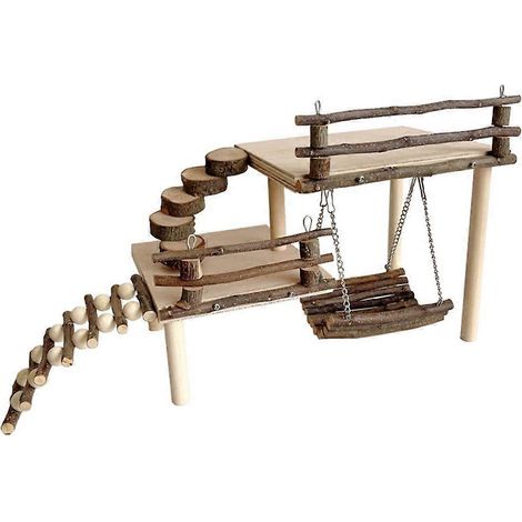 Jouet en bois pour hamster, durable et conçu pour divertir et faire de l'exercice pendant longtemps. (1/4)