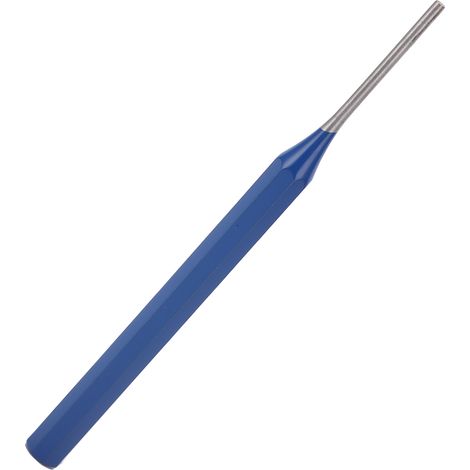 Poinçon cylindrique haute dureté, qualité pro, traitement bleu CRVV, pointe de 3 mm, outillage perforateur acier trempé, forme ronde, usage atelier. (1/5)