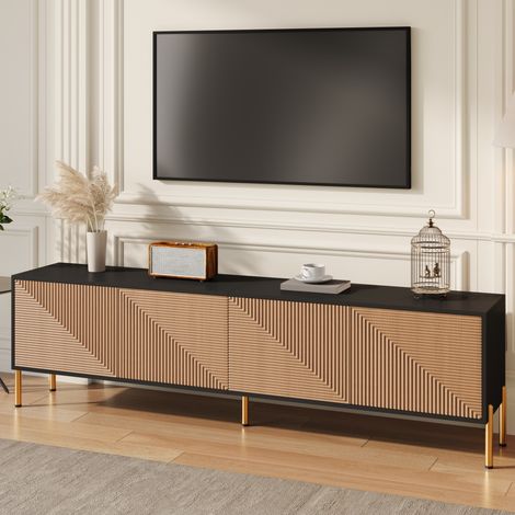 Mobile TV con 4 ante nero e naturale 179 cm OKMYHOME (1/5)