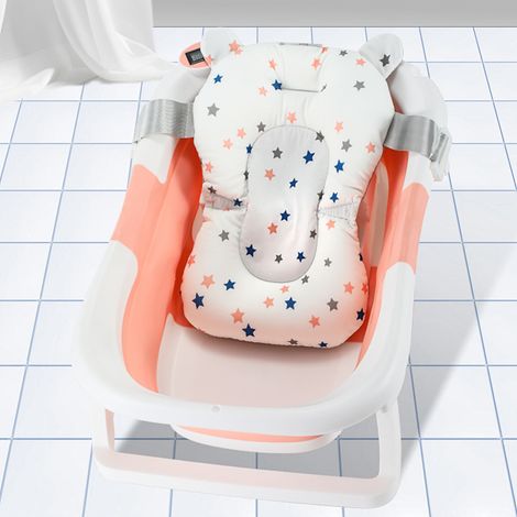 TolleTour Vaschetta per bambini pieghevole con termometro e cuscino da bagno – vaschetta pieghevole (Rosa)