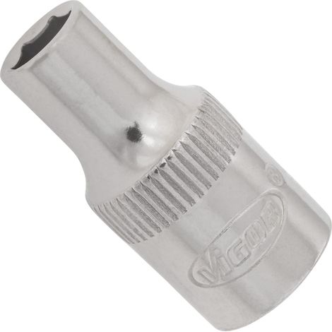 VIGOR Innenvierkant Antrieb 6,3 = 1/4 Zoll Steckschlüssel-Einsatz Außensechskant-Profil V2416N ∙ Vierkant hohl 6,3 mm (1/4 Zoll) ∙ Außen-Sechskant Profil ∙ 5 ∙ Gesamtlänge: 25 mm (1/2)