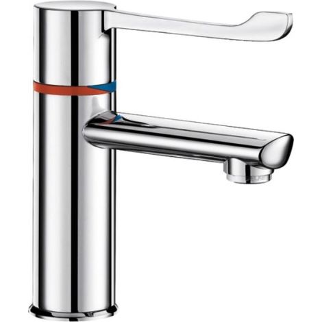 Delabie – Mitigeur de lavabo thermostatique séquentiel chromé – Hauteur 95mm, saillie 120mm, levier coudé, installation sur plage – Débit 5L/min (1/4)