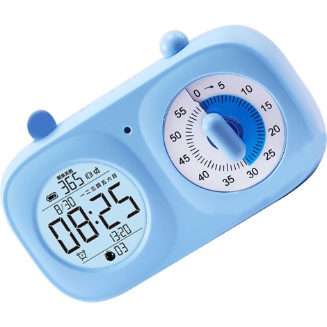 (Vidéo de démonstration disponible) Minuteur visuel à double disque (bleu) (livré avec batterie intégrée) (1/5)