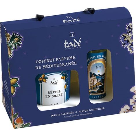 Geschenkset Zitronenwachskerze und Spray – Erwachen in Sizilien – Tade