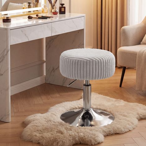 Tabouret de Coiffeuse rond réglable, avec rotation à 360° et coussin épais, 38,5 x 38,5 x 44-56 cm, Gris (1/5)