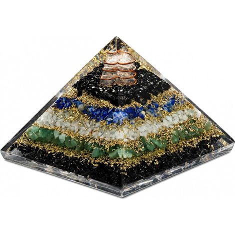 Pyramide orgonite en résine et pierres naturelles 6 cm