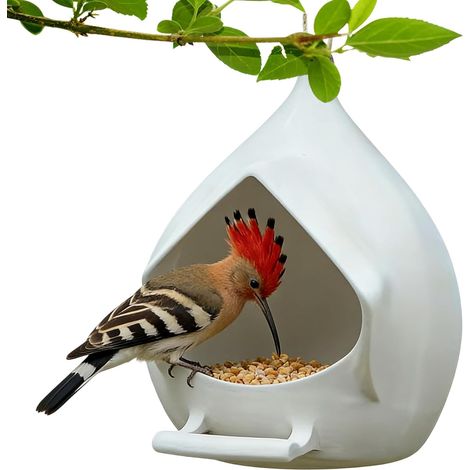Mangeoire en céramique pour oiseaux avec perchoir et récipient pour la nourriture ou l'eau, adaptée aux cages et aux élevages domestiques.-AquaForge (1/5)