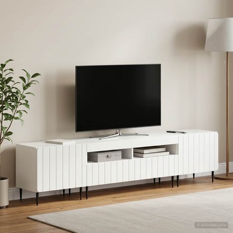 vidaXL Conjunto de 3 Muebles para TV con LED ZWOLLE Blanco Brillante (1/5)