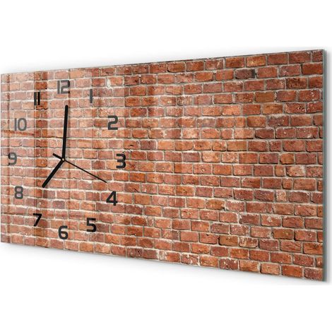 Horloge Murale Originale 60x30 cm Verre Trempé Cadeau Maison Moderne Mur de briques (1/5)