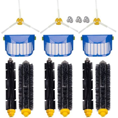 Vtizikl Kit d'accessoires pour iRobot Roomba série 600 Pièces de rechange pour 600 605 610 615 620 625 630 635 640 645 650 655 660 665 670 671 675 680 690 691 692 filtre HEPA (1/4)