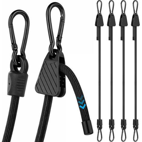 4x tendeur avec mousqueton, réglable de 120-200cm, Noir