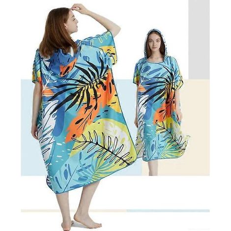 Peignoir de plage en microfibre à séchage rapide avec capuche, poncho de change et serviette de bain pour adultes (1/4)