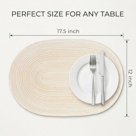 Lot de 6 Sets de Table Ovales, Tressés, 30,5 x 44,5 cm, Résistants à la Chaleur, Antidérapants, Cuisine et Salle à Manger (1/5)