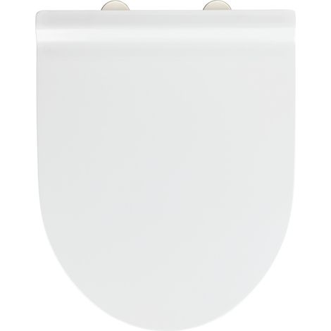 WENKO Abattant WC avec frein de chute Exclusif Nr. 6, abattant WC adapté à la céramique Duravit Durastyle Basic, fixation Fix-Clip, Duroplast antibactérien, 37,5 x 46 cm, blanc (1/5)