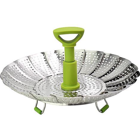panier Vapeur Inox, 9' Cuit Vapeur Inoxydable Pour Autocuiseur Avec Manche Tlescopique, Panier Pour Cuire La Vapeur, Fleur Marguerite Cuisson Va (1/5)