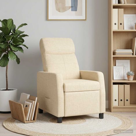vidaXL Recliner Crema Tela (1/5)
