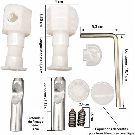 Kit de vis et fixations latérales pour WC suspendu en nylon et fer réf 1433 – Livraison gratuite