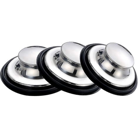 Bouchon d'évier de cuisine, bouchon en acier inoxydable, lot de 3, grand diamètre (3,46 pouces). (1/5)