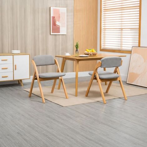 Lot de 2 chaises pliantes bois rembourrées housse amovible grise cuisine bureau réception (1/5)