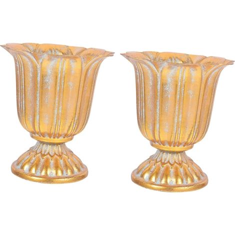 2 Pièces Vase Classique Vase à Fleurs Urne Grands s De Centre De Table Pot De Fleur De Balcon Décor Artificiel De Plantes en Pot Urne en Métal Un Verre Le Fer Bureau Grand (1/5)