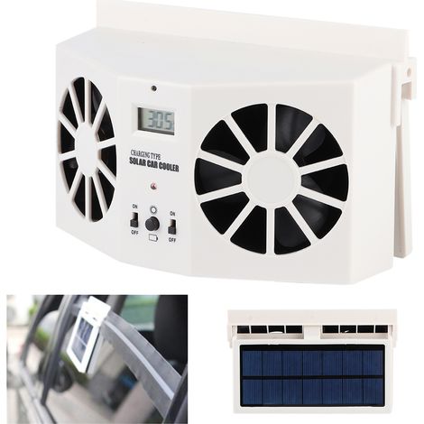 Ventilateur de refroidissement solaire pour voiture, extracteur d'air, refroidissement du radiateur, blanc (1/5)