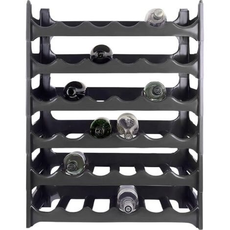Cantinetta da 36 Bottiglie - In Plastica Componibile con misura 60x24x84 cm - Scaffale impilabile per vino, acqua, champagne - 6 Ripiani da 6 slot - G (1/5)