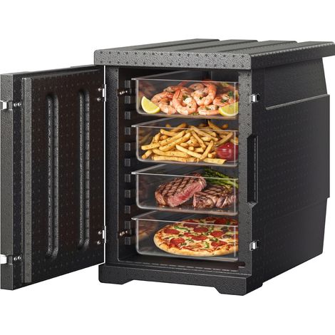 VEVOR Conteneur Isotherme 90 L Boite de Transport en LLDPE a Chargement Frontal Portable pour Garder au Chaud ou Froid Bacs Alimentaires Traiteur Restauration Restaurant Cantine 640x435x600 mm