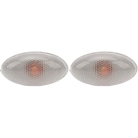 QORVA- Feu de position latéral LED 12V – Lot de 2 – Remplacement pour Peugeot 206 407 607 – Plastique robuste – Couleur jaune ambre