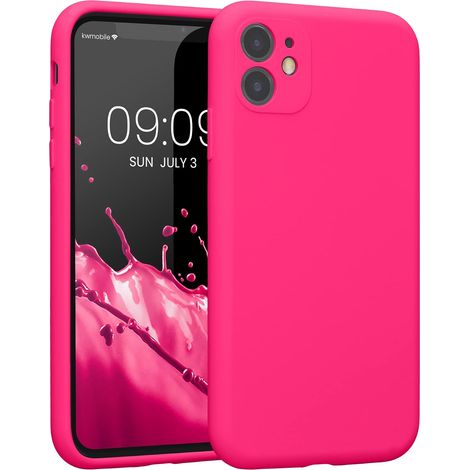 Housse Compatible avec Apple iPhone 11 Coque - Housse de téléphone Protection Souple en TPU Silicone - Rose Fluo (1/5)