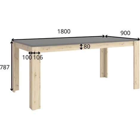 Table à manger RIMINI 180x78,7x90 cm noir / chêne Artisan