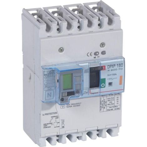 Disjoncteur magnétothermique différentiel DPX³160 pouvoir de coupure 25kA 400V - 4P - 16A - LEGRAND