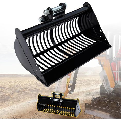 600 mm Godet Mini Pelle, cribleur pour mini-pelle 0,8 à 1,8 t, en acier au manganèse Godet squelette sans dents 24" pour tamiser sable, terre et pierres, idéal pour le tri et le filtrage des matériaux (1/5)