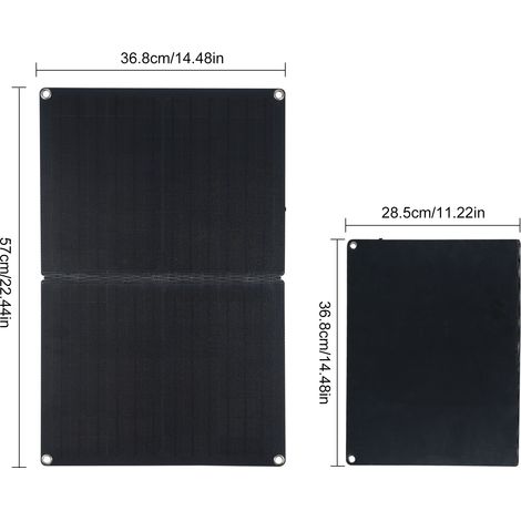 Ortviai Panneau Solaire Portable 60 W en Silicium Monocristallin, Noir, Pliable et Étanche IP68 (1/3)