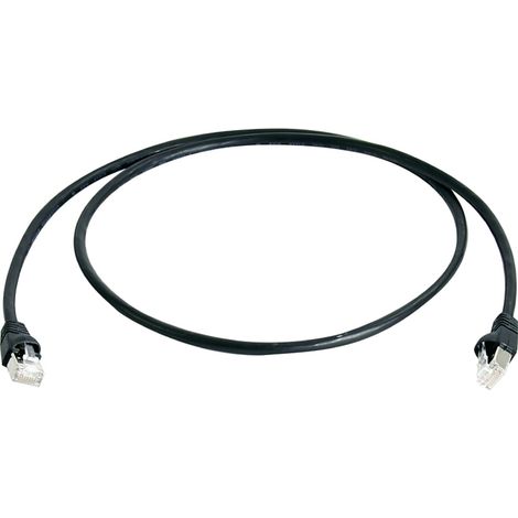 Telegärtner 100008948 RJ45 Patchkabel CAT 5e F/UTP 7.5 m Schwarz Flammwidrig, mit Knickschutztülle 1
