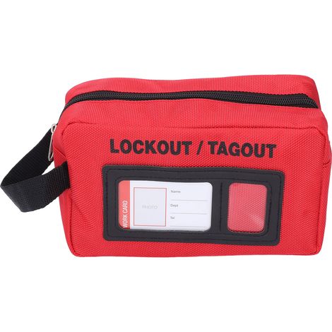 Tagout-Lockout-Tasche aus großvolumigem, hitzebeständigem Polyestergewebe mit gut sichtbarem Etikett (1/5)