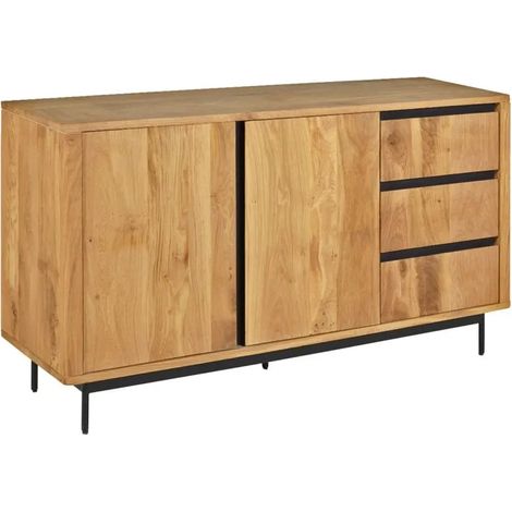 Buffet L. 150 cm en bois de chêne massif avec pieds en métal - TORONTO (1/5)