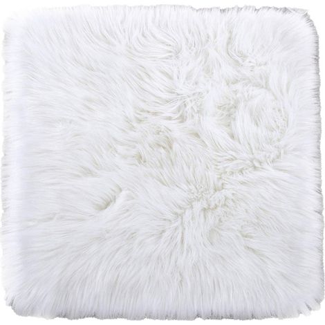 Filiyano-Coussin d'assise carré blanc en imitation laine 40 cm x 40 cm x 2 cm — Coussin d'assise moelleux à manches longues et bords cousus, doux et (1/5)