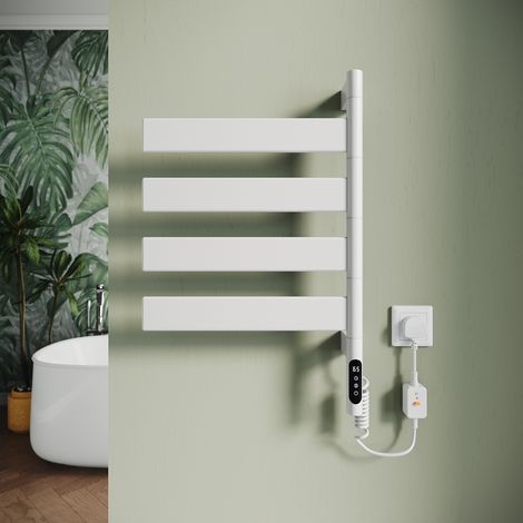 Electric Towel Rails 700 x 450mm, Wi-Fi Smart Carbon Fiber Heated Towel Rack in White, 180° Swivel Guide Bars, Fast Heat Up, Low Energy Wall Mounted Radiator for Bathroom (1/5)