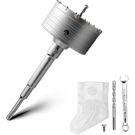 Lot de trépans de 110 mm avec adaptateur SDS plus de 220 mm et mèche extractrice de 8x110 mm, trépan pour douille pour maçonnerie et béton (1/5)