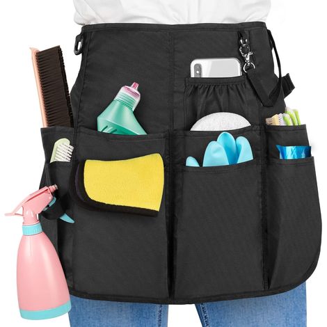 LoDrid Tablier de Nettoyage Professionnel - Résistant à l'Eau, 9 Poches de Rangement et Ceinture à Boucle Réglable pour Usage Domestique et Hôtelier (1/5)