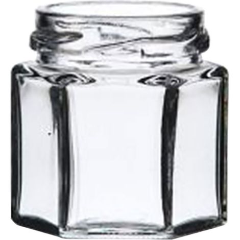 'VASO VETRO ''BOCCACCIO'' PER ALIMENTI TIPO ''ESAGONALE 45 ml - imbocc. Ø 43 mm Q.TA 85' 45 ml - imbocc. Ø 43 mm