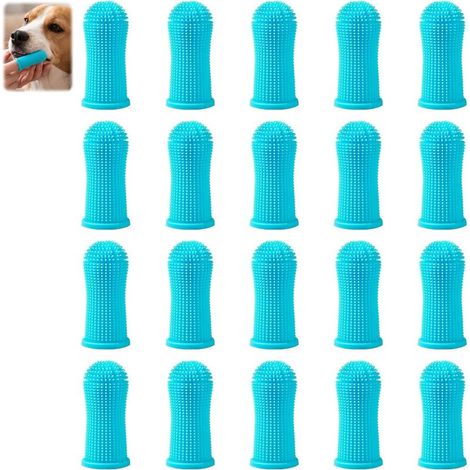 20PCS Brosse a Dent Chien, Brosse a Dents Doigt Chien 360º en Silicone, Brosse à Doigt pour Nettoyage Dentaire Animaux, Anti Plaque et Tartre pour Chiens Chats et Petits Animaux Hygiène Bucco (1/5)