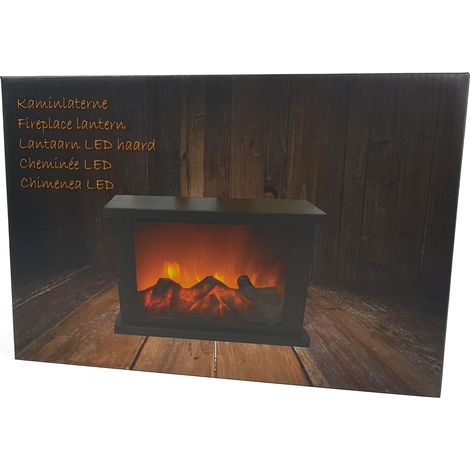 Kaminlaterne 30 cm mit tanzenden LED Flammen - Kaminfeuer LED Flammeneffekt LED Kamin Feuer Laterne