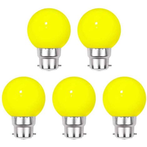 Lot de 5 ampoules Led Jaunes B22 Incassables - Guirlandes guinguette - Culot baïonnette