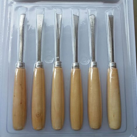 Ensemble de 6 couteaux à sculpter le bois en gros, couteau à sculpter le bois, couteau à graver le bois, couteau à découper, outils de sculpture 6 pièces. (1/5)