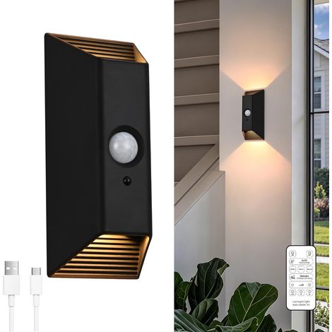 Applique murale rechargeable avec détecteur de mouvement et télécommande – Lampe murale à piles, appliques magnétiques sans fil pour chambre, couloir, escalier (1/5)