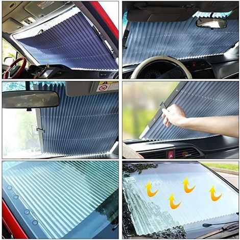 Pare-soleil de voiture télescopique pour pare-brise arrière et pare-brise intérieur - Protection solaire en aluminium -45cm (1/4)