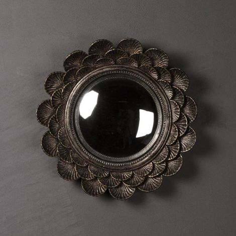 Miroir convexe 17 cm – Détails raffinés en coquillages – Pour salle de bain, dressing ou chambre – Apportez une ambiance marine – Chehoma (1/2)