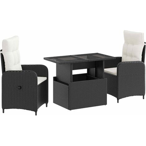 Juego de comedor para exteriores 3 pcs Negro y Crema vidaXL (1/5)